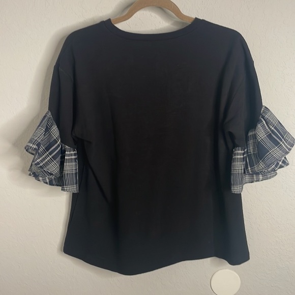 English Factory top with plaid ruffle sleeve - Picture 5 of 5